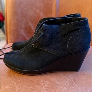 Cole Haan Black Suede Wedge Booties